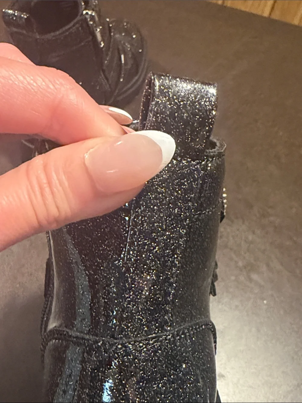 Justice Girls Black Glitter Buckle Ankle Boots
